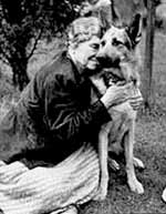 Hellen Keller and her blind assistance dog 